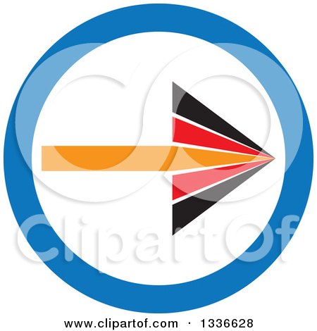 Clipart of a Flat Style Red Black Orange Blue and White Arrow Round App Icon Button Design Element - Royalty Free Vector Illustration by ColorMagic