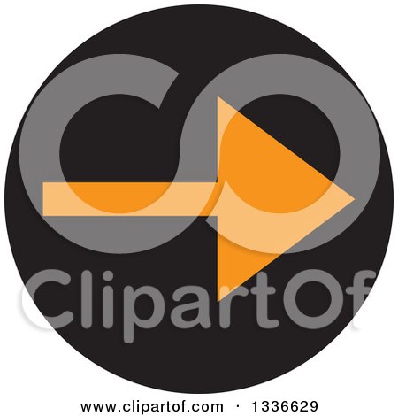 Clipart of a Flat Style Black and Orange Arrow Round App Icon Button Design Element 6 - Royalty Free Vector Illustration by ColorMagic