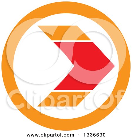 Clipart of a Flat Style Red and Orange Arrow Round App Icon Button Design Element - Royalty Free Vector Illustration by ColorMagic