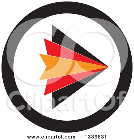 Clipart of a Flat Style Red Black and Orange Arrow Round App Icon Button Design Element 2 - Royalty Free Vector Illustration by ColorMagic