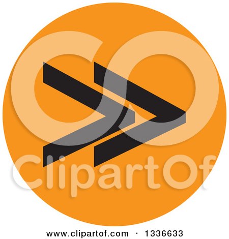 Clipart of a Flat Style Black and Orange Arrow Round App Icon Button Design Element - Royalty Free Vector Illustration by ColorMagic