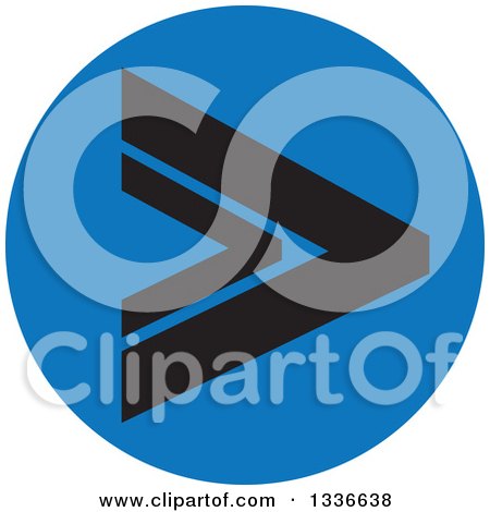 Clipart of a Flat Style Blue and Black Arrow Round App Icon Button Design Element 2 - Royalty Free Vector Illustration by ColorMagic