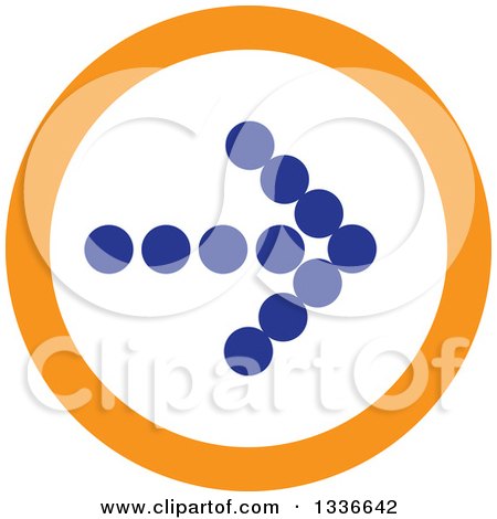 Clipart of a Flat Style Blue White and Orange Arrow Round App Icon Button Design Element - Royalty Free Vector Illustration by ColorMagic
