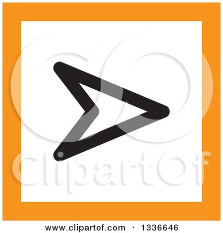 Clipart of a Flat Style Square White Black and Orange Arrow App Icon Button Design Element - Royalty Free Vector Illustration by ColorMagic