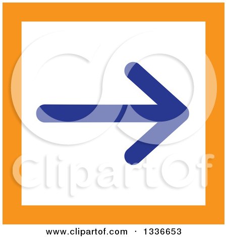 Clipart of a Flat Style Square Orange White and Blue Arrow App Icon Button Design Element - Royalty Free Vector Illustration by ColorMagic