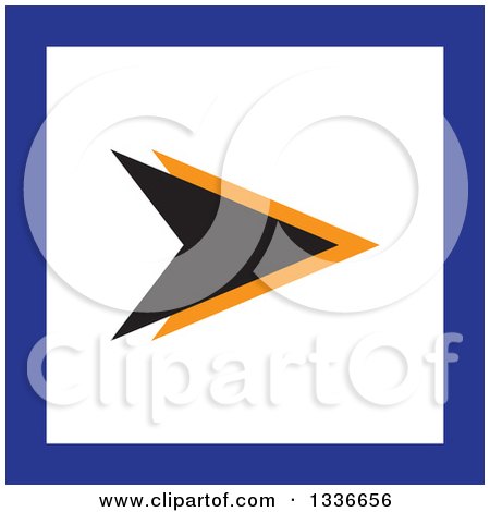 Clipart of a Flat Style Square Black Orange White and Blue Arrow App Icon Button Design Element - Royalty Free Vector Illustration by ColorMagic