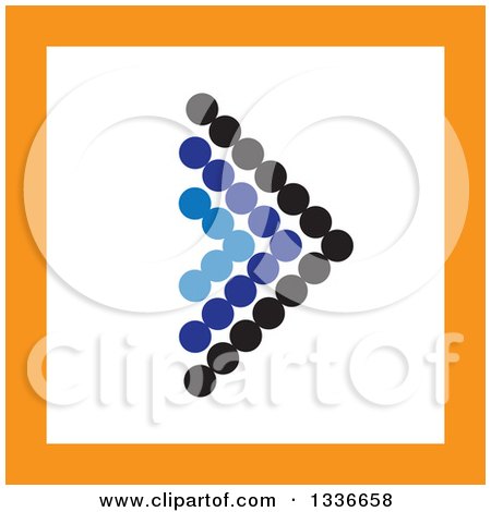 Clipart of a Flat Style Square Blue Black White and Orange Arrow App Icon Button Design Element - Royalty Free Vector Illustration by ColorMagic