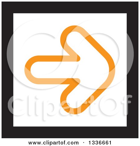 Clipart of a Flat Style Square White Black and Orange Arrow App Icon Button Design Element 2 - Royalty Free Vector Illustration by ColorMagic