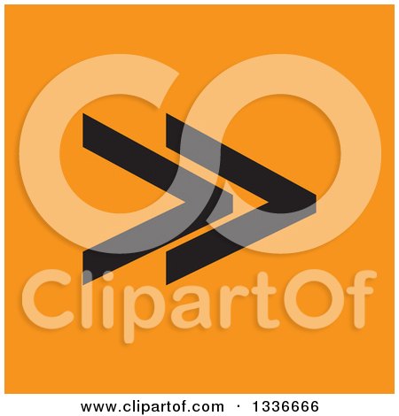 Clipart of a Flat Style Black and Orange Square Arrow App Icon Button Design Element - Royalty Free Vector Illustration by ColorMagic