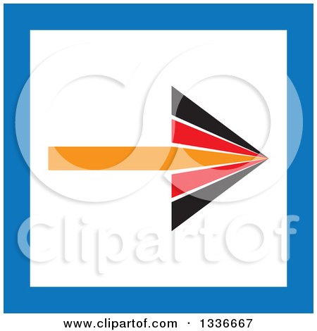 Clipart of a Flat Style Orange Red Black White and Blue Square Arrow App Icon Button Design Element 2 - Royalty Free Vector Illustration by ColorMagic