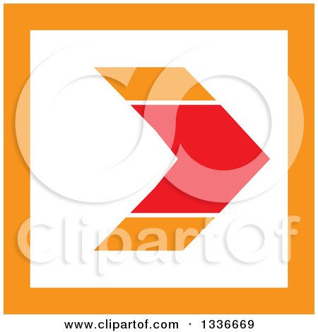 Clipart of a Flat Style Red Orange and White Square Arrow App Icon Button Design Element - Royalty Free Vector Illustration by ColorMagic