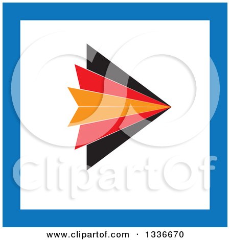 Clipart of a Flat Style Orange Red Black White and Blue Square Arrow App Icon Button Design Element - Royalty Free Vector Illustration by ColorMagic