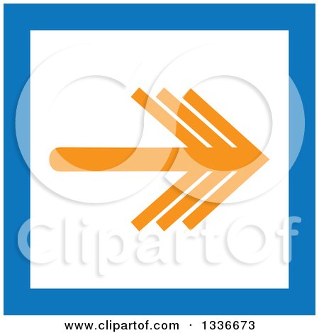 Clipart of a Flat Style Square Orange White and Blue Arrow App Icon Button Design Element 8 - Royalty Free Vector Illustration by ColorMagic