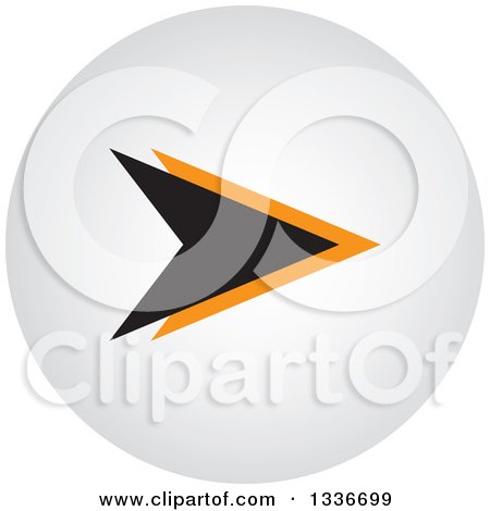 Clipart of a Black and Orange Arrow and Shaded Round App Icon Button Design Element - Royalty Free Vector Illustration by ColorMagic