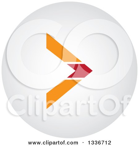 Clipart of a Red and Orange Arrow and Shaded Round App Icon Button Design Element 2 - Royalty Free Vector Illustration by ColorMagic