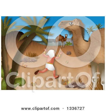 Clipart of a Passover Scene of Moses Fleeing into the Desert - Royalty Free Illustration by Prawny