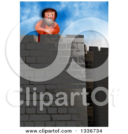 Clipart of a Habakkuk Taking His Stand at His Watchpost on the Tower - Royalty Free Illustration by Prawny