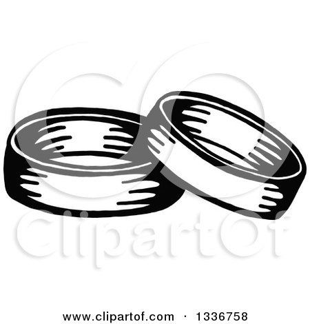 Clipart of a Sketched Doodle of Black and White Wedding Bands - Royalty Free Vector Illustration by Prawny