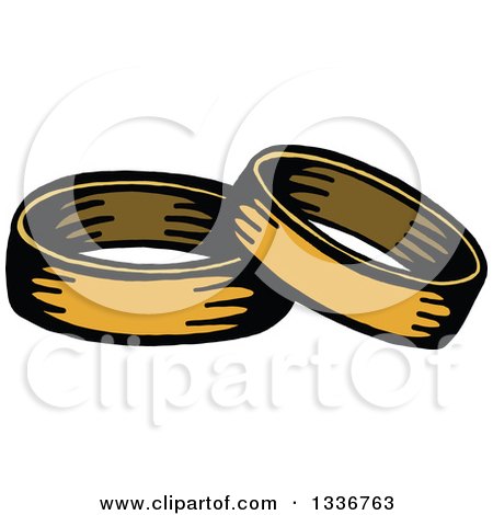 Clipart of a Sketched Doodle of Golden Wedding Bands - Royalty Free Vector Illustration by Prawny