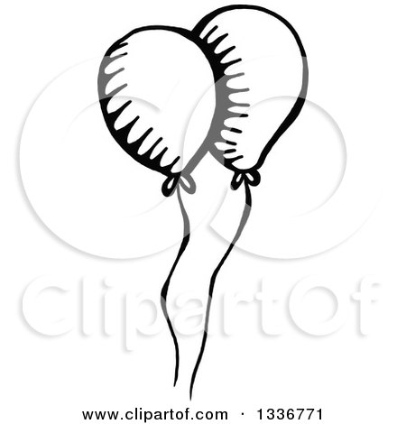 Clipart of a Sketched Doodle of Black and White Party Balloons - Royalty Free Vector Illustration by Prawny