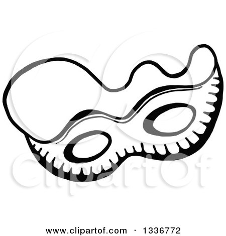 Clipart of a Sketched Doodle of a Black and White Eye Mask - Royalty Free Vector Illustration by Prawny
