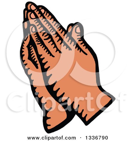 Clipart of a Sketched Doodle of Praying Hands - Royalty Free Vector Illustration by Prawny