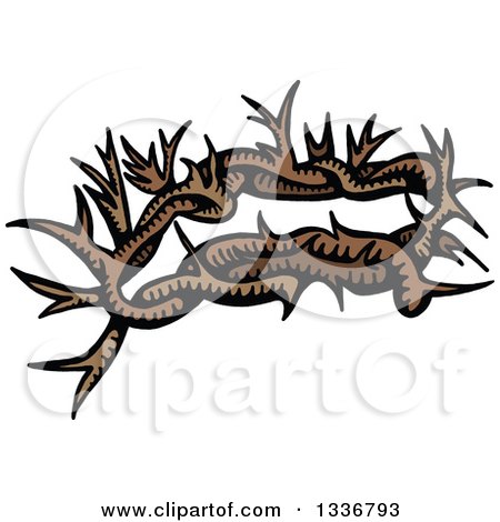 Clipart of a Sketched Doodle of a Christian Crown of Thorns - Royalty Free Vector Illustration by Prawny