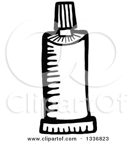 Clipart of a Sketched Doodle of a Black and White Paint Tube - Royalty Free Vector Illustration by Prawny