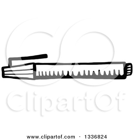 Clipart of a Sketched Doodle of a Black and White Marker Pen - Royalty Free Vector Illustration by Prawny