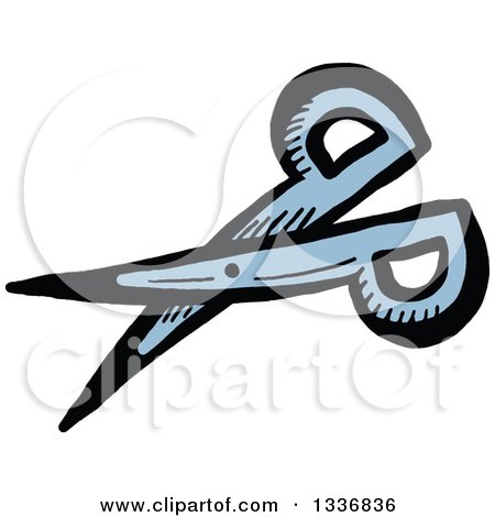 Clipart of a Sketched Doodle of a Pair of Scissors - Royalty Free Vector Illustration by Prawny