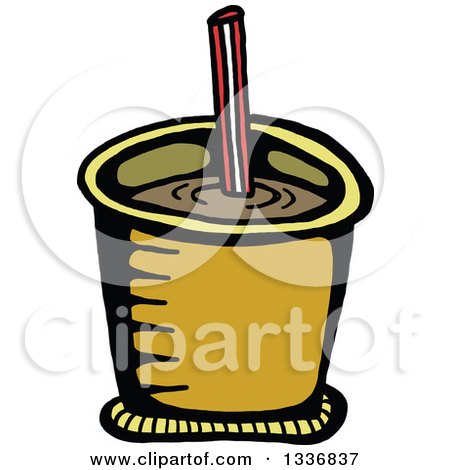 Clipart of a Sketched Doodle of a Drink with a Straw - Royalty Free Vector Illustration by Prawny