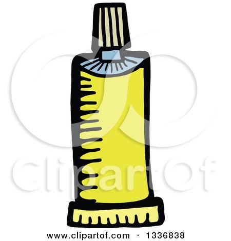 Clipart of a Sketched Doodle of a Yellow Paint Tube - Royalty Free Vector Illustration by Prawny