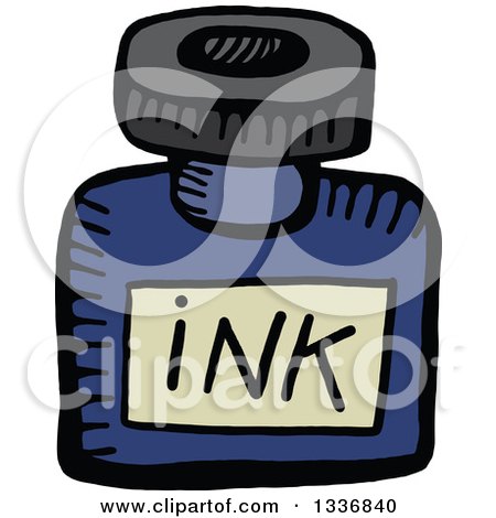 Clipart of a Sketched Doodle of an Ink Bottle - Royalty Free Vector Illustration by Prawny