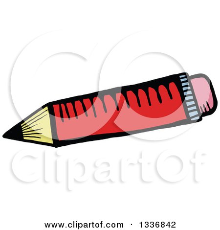 Clipart of a Sketched Doodle of a Red Pencil - Royalty Free Vector Illustration by Prawny