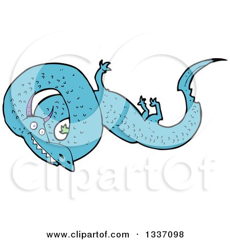 Clipart of a Cartoon Blue Chinese Dragon - Royalty Free Vector Illustration by lineartestpilot