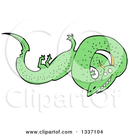 Clipart of a Cartoon Green Chinese Dragon 3 - Royalty Free Vector Illustration by lineartestpilot
