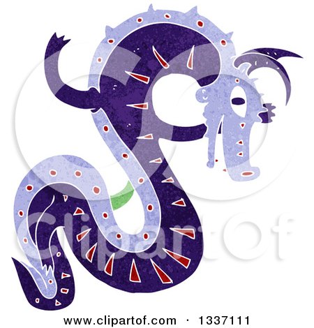 Clipart of a Textured Purple Chinese Dragon - Royalty Free Vector Illustration by lineartestpilot