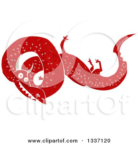 Clipart of a Textured Red Chinese Dragon 2 - Royalty Free Vector Illustration by lineartestpilot