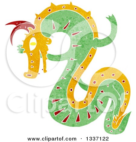 Clipart of a Textured Green Chinese Dragon 4 - Royalty Free Vector Illustration by lineartestpilot