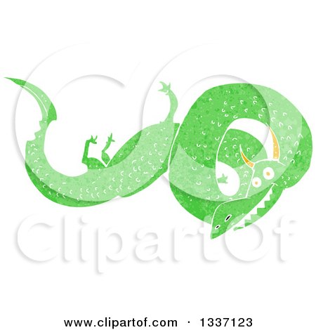 Clipart of a Textured Green Chinese Dragon 5 - Royalty Free Vector Illustration by lineartestpilot