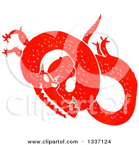 Clipart of a Red Chinese Dragon - Royalty Free Vector Illustration by lineartestpilot