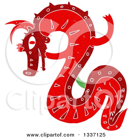 Clipart of a Textured Red Chinese Dragon 4 - Royalty Free Vector Illustration by lineartestpilot