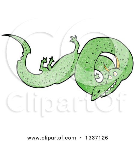 Clipart of a Textured Green Twisting Chinese Dragon - Royalty Free Vector Illustration by lineartestpilot