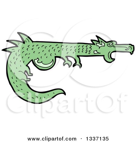 Clipart of a Cartoon Green Medieval Dragon - Royalty Free Vector Illustration by lineartestpilot