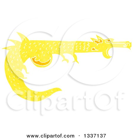 Clipart of a Textured Yellow Medieval Dragon - Royalty Free Vector Illustration by lineartestpilot