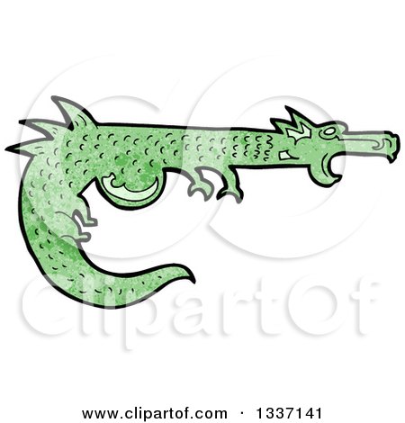 Clipart of a Textured Green Medieval Dragon - Royalty Free Vector Illustration by lineartestpilot
