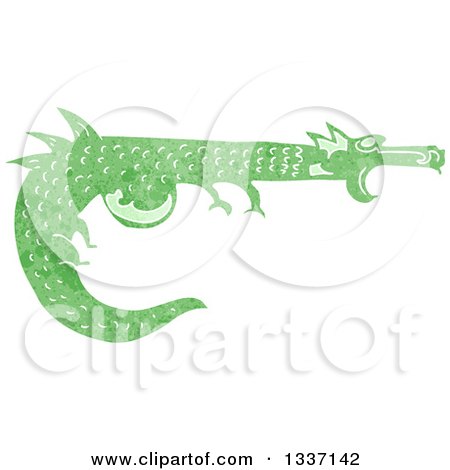 Clipart of a Textured Green Medieval Dragon 2 - Royalty Free Vector Illustration by lineartestpilot