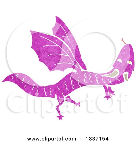 Clipart of a Textured Flying Purple Dragon - Royalty Free Vector Illustration by lineartestpilot