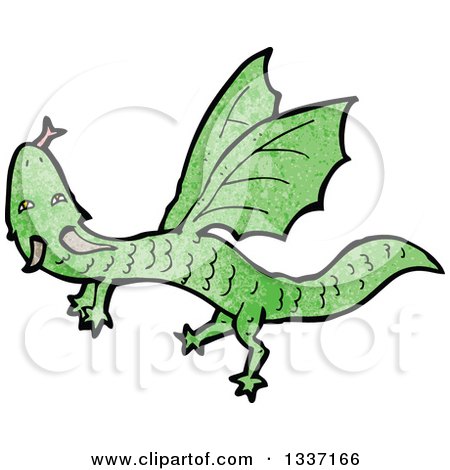 Clipart of a Textured Flying Green Dragon - Royalty Free Vector ...