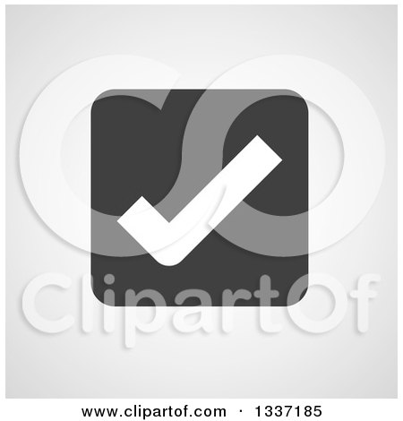 Clipart of a White Selection Tick Check Mark in a Black Square over Gray Shading App Icon Button Design Element - Royalty Free Vector Illustration by ColorMagic